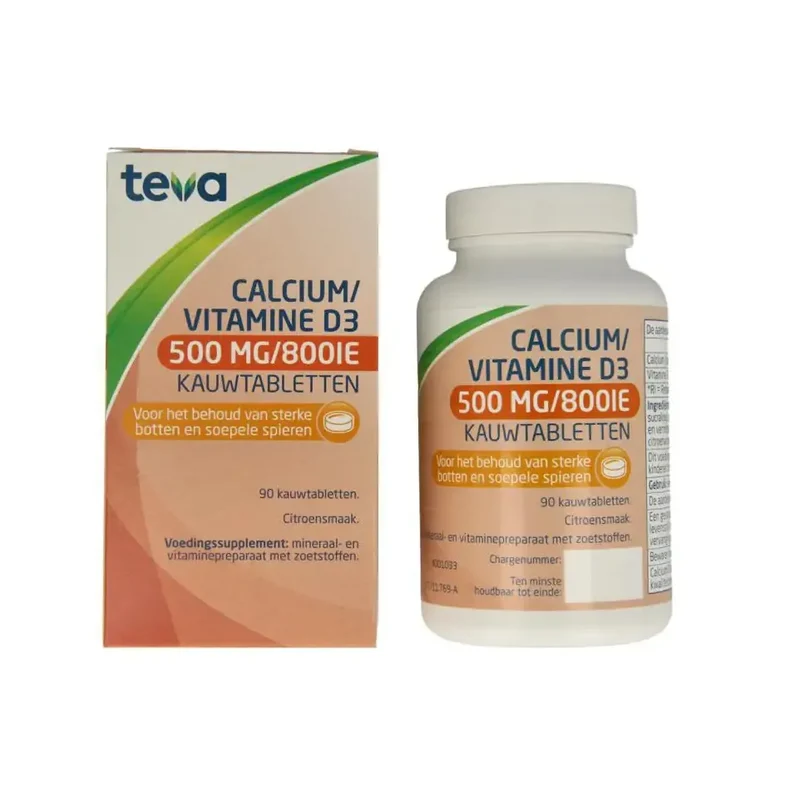 Teva Calcium Vitamine D 500mg 90 kauwtabletten