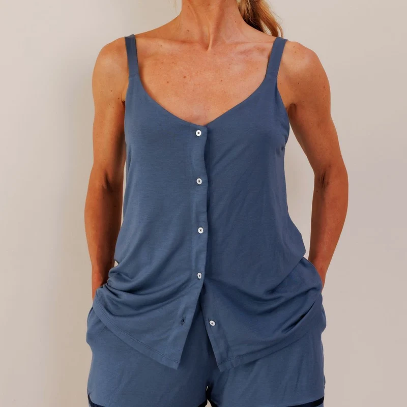 Coco & Cici - TENCEL Pyjama Top Dames Donker Blauw - M