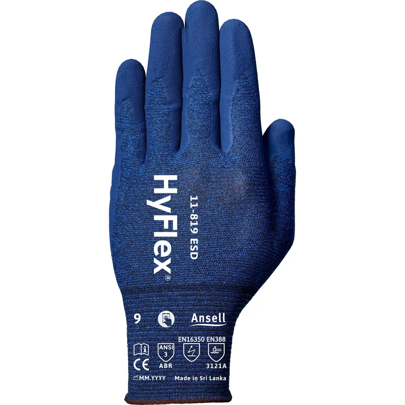 Guanti da Lavoro 11-819 ESD HYFLEX (SKU: 340049) Neri