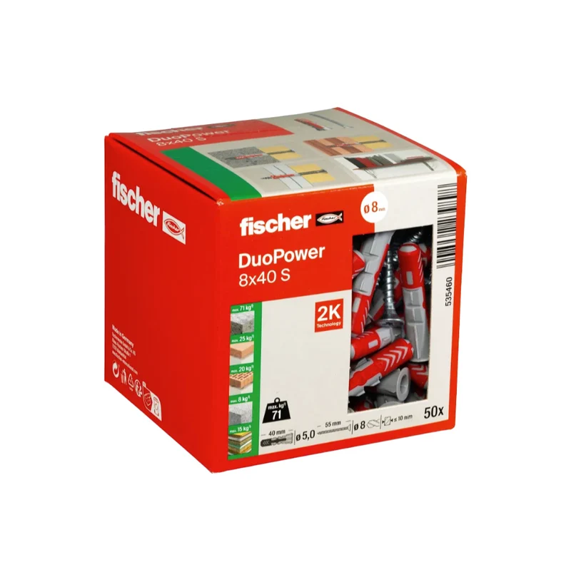 Doos Taco Duopower 8x40S + Fischer-schroeven 50 stuks