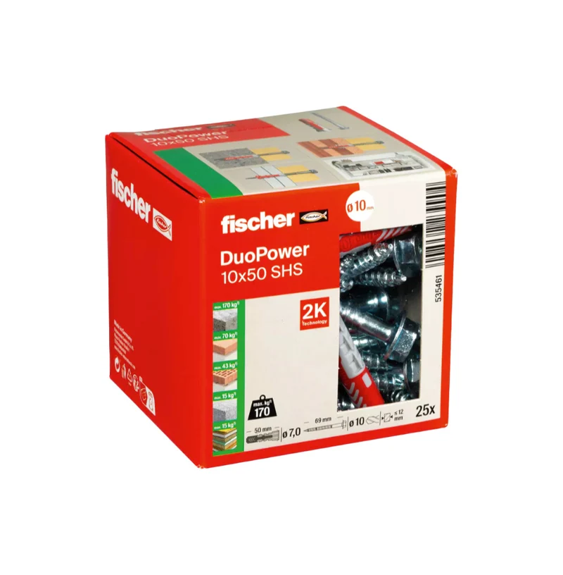 Duopower-doos 10x50S + Fischer-schroeven 25 stuks