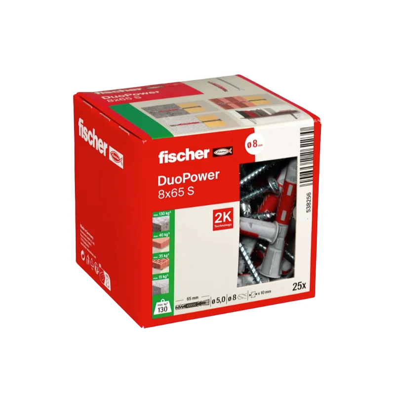Duopower-doos 10x50 L S + Fischer-schroeven 25 stuks