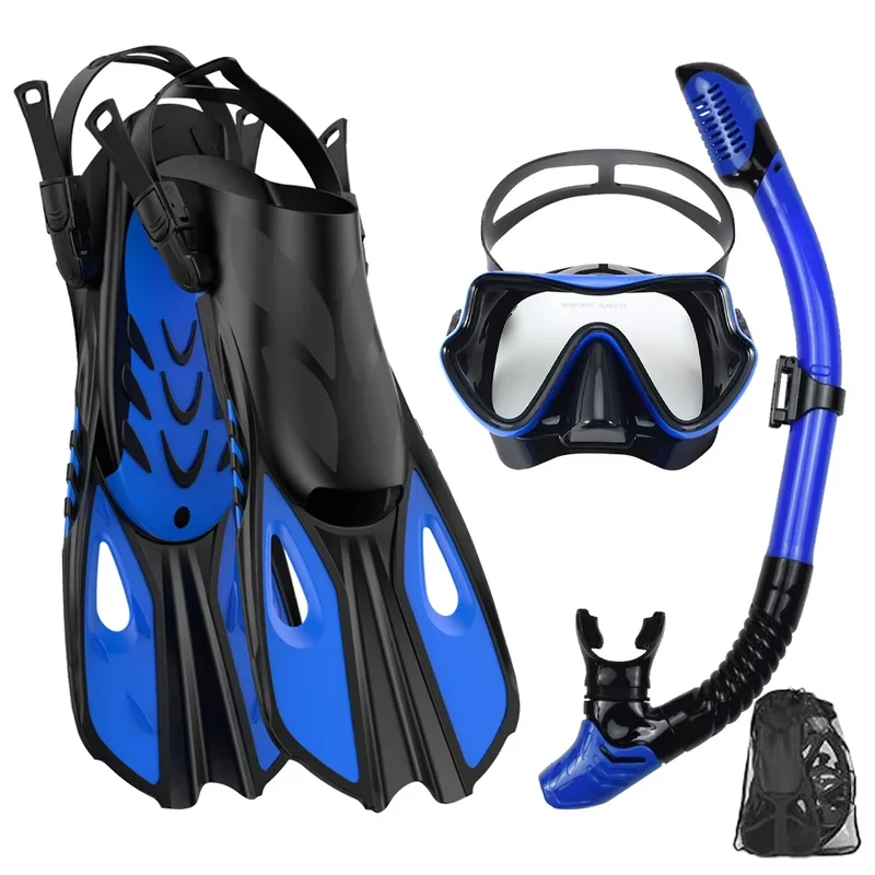 Snorkelset voor Volwassenen – Panoramisch Masker, Droge Snorkel & Verstelbare Vinnen