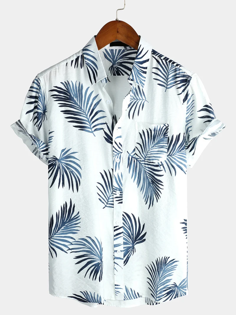 Men's Vacation Shirt with Short Sleeves in Tropical Style
