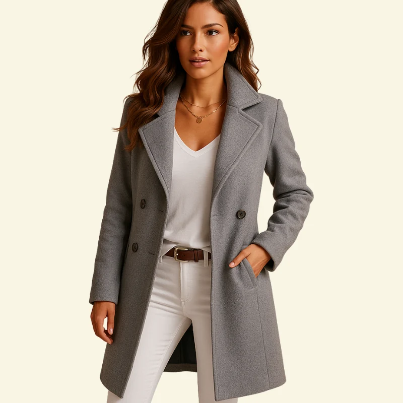Women's Classic Long Coat with Two Buttons