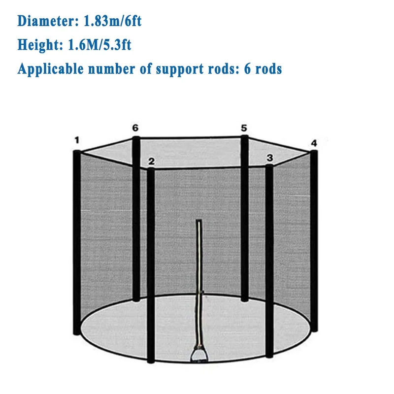 Trampoline Veiligheidsnet – Vervangnet met Ritssluiting voor 6FT, 8FT, 10FT en 12FT