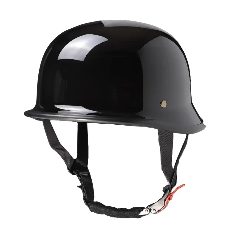 Retro Pothelm – Zwarte Vintage Helm met Kinband