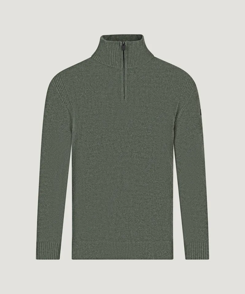 Velvet half-zip knit groen