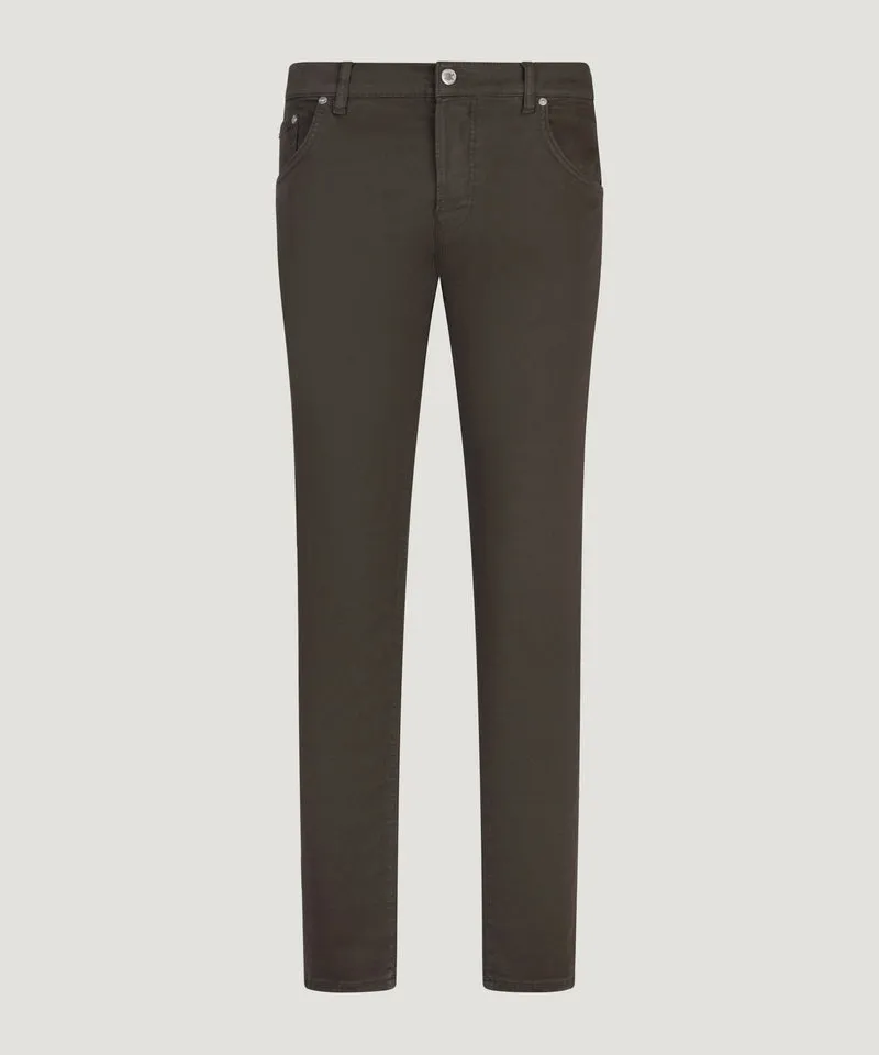 Breakbeat 5-pocket katoen/lyocell stretch donkerbruin