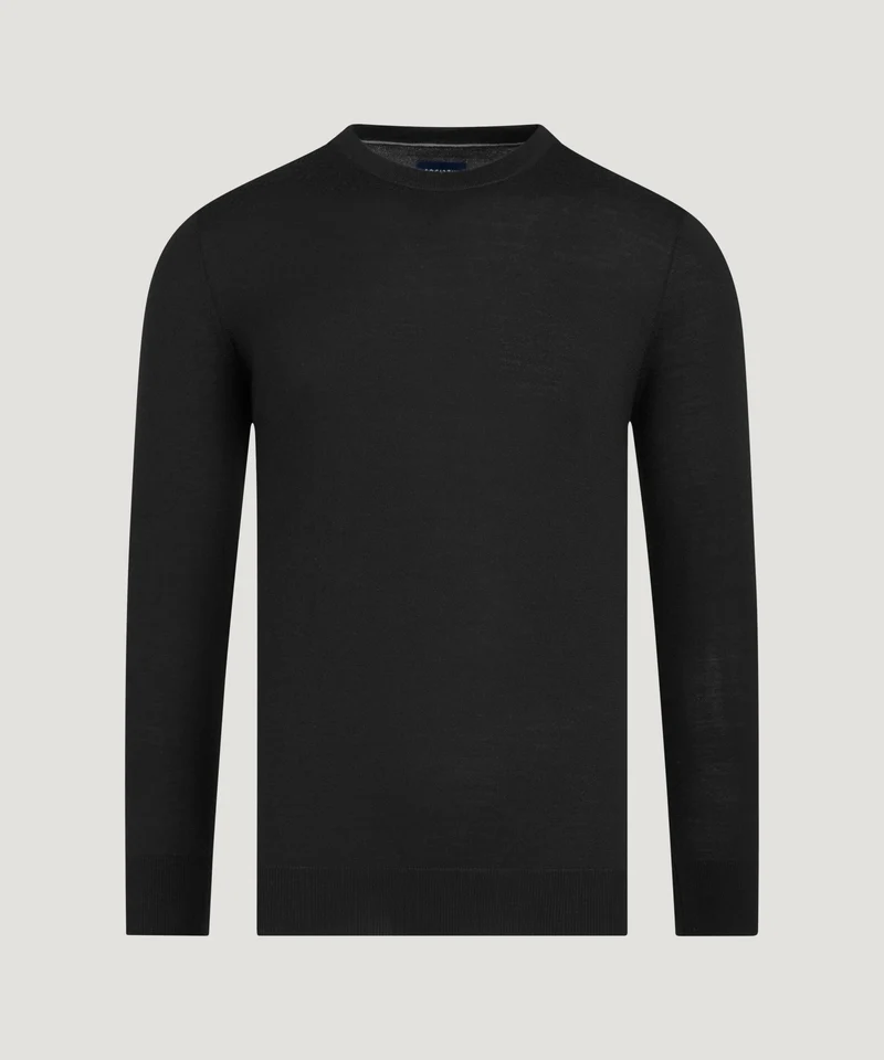 Crewneck trui fine merino zwart