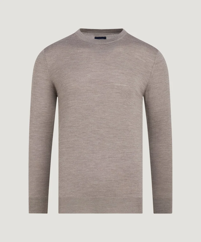 Crewneck trui fine merino taupe