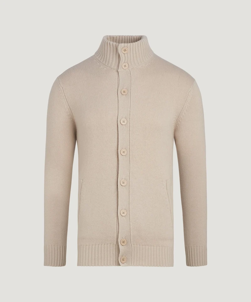 Knitted cardigan vest wol/kasjmier beige