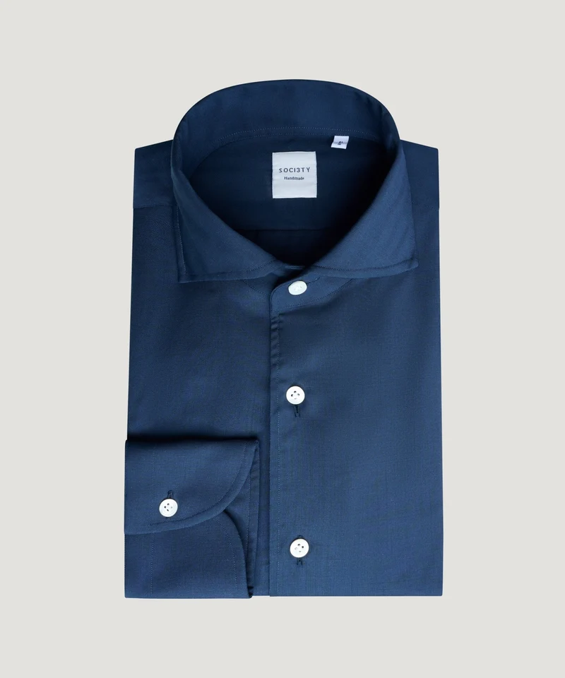 Overhemd wol donkerblauw