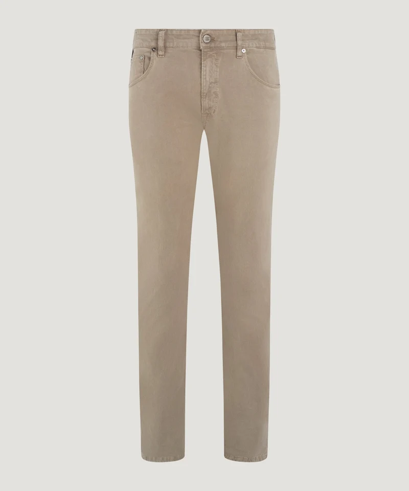 Jazz 5-pocket katoen stretch double dyed bruin