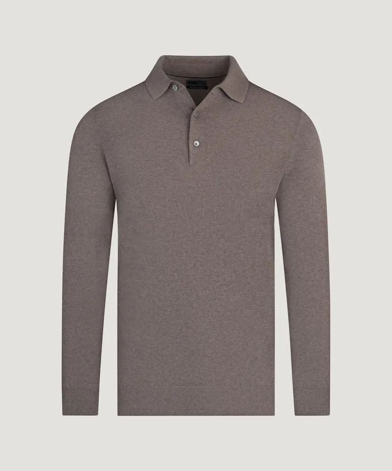 Long sleeve polo Cotton Cashmere bruin