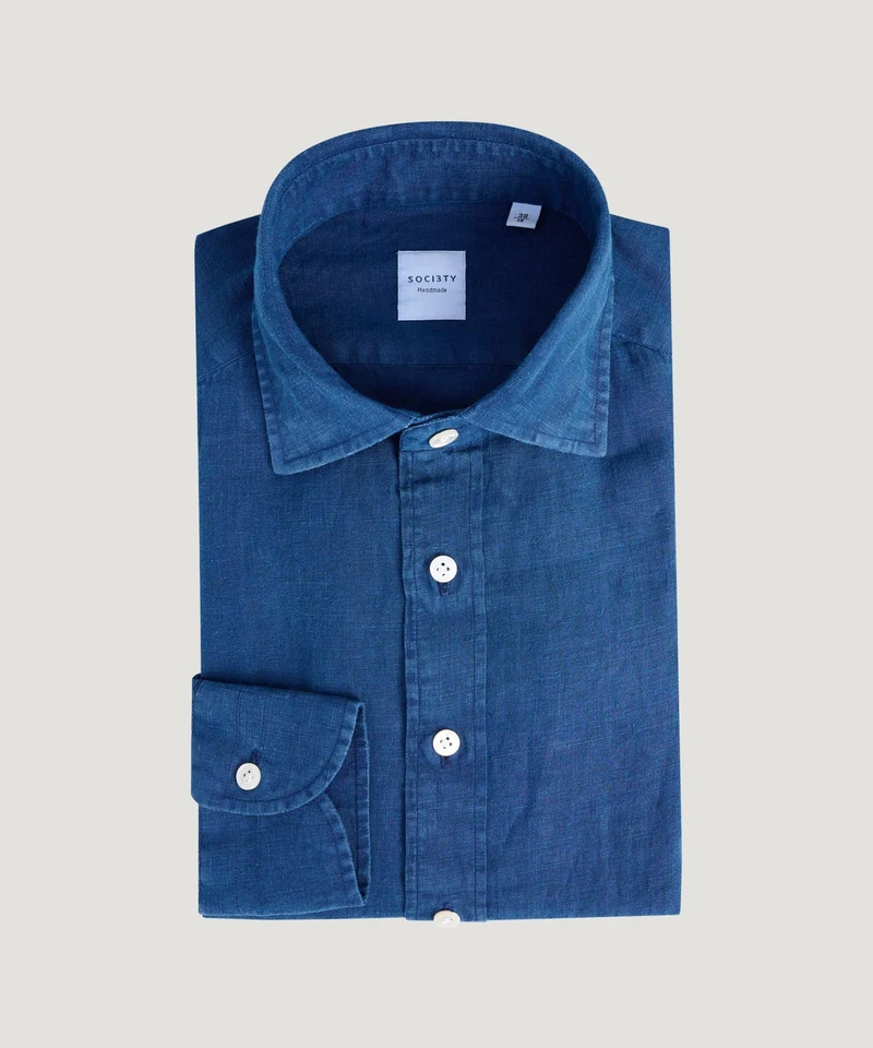 Overhemd linnen blauw