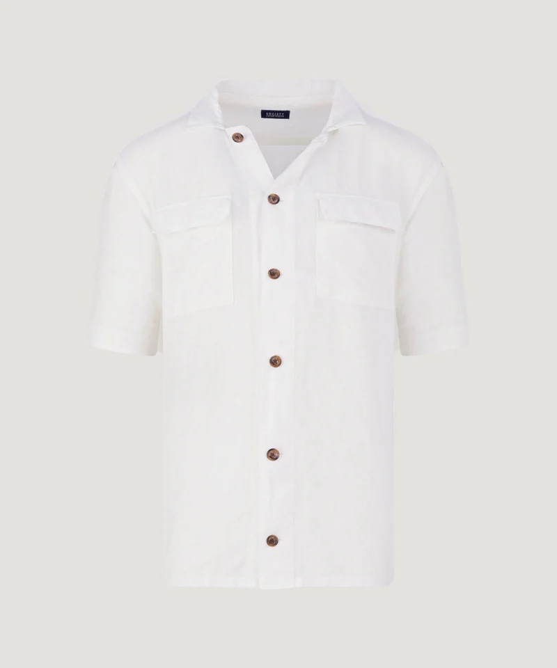 Resort shirt gewassen linnen off-white