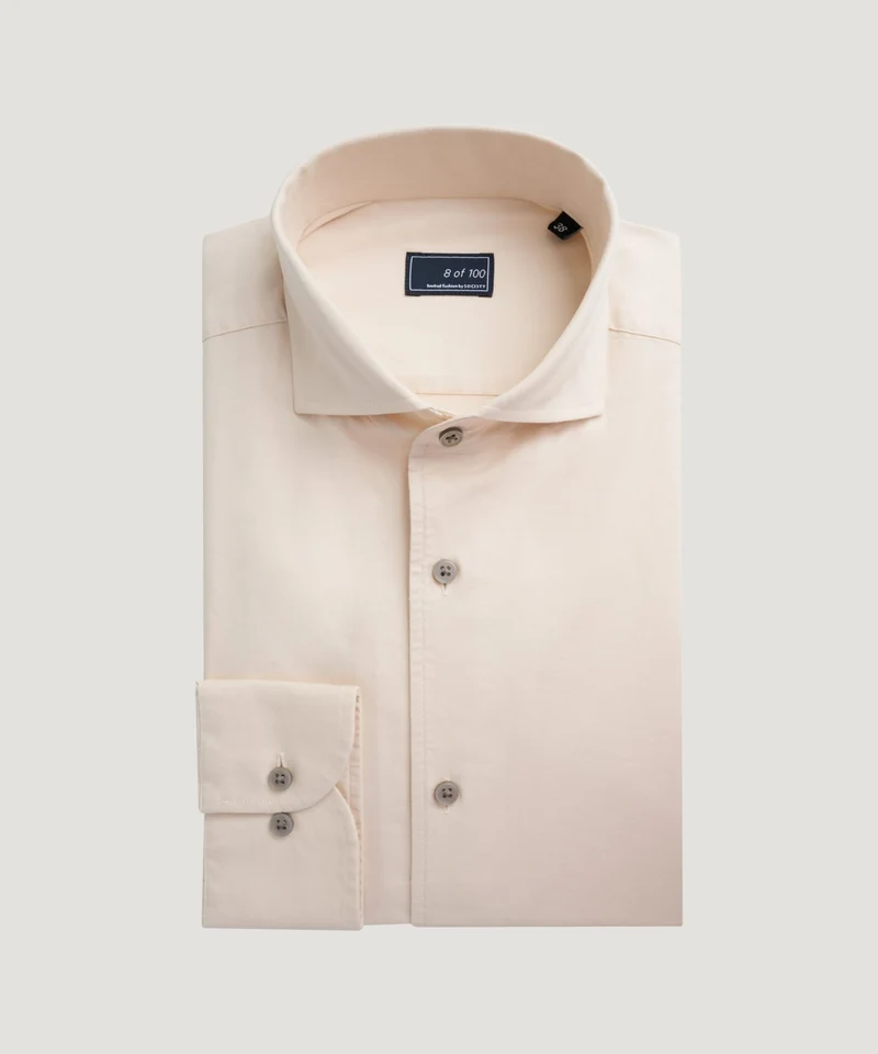Overhemd gewassen katoen/lyocell beige
