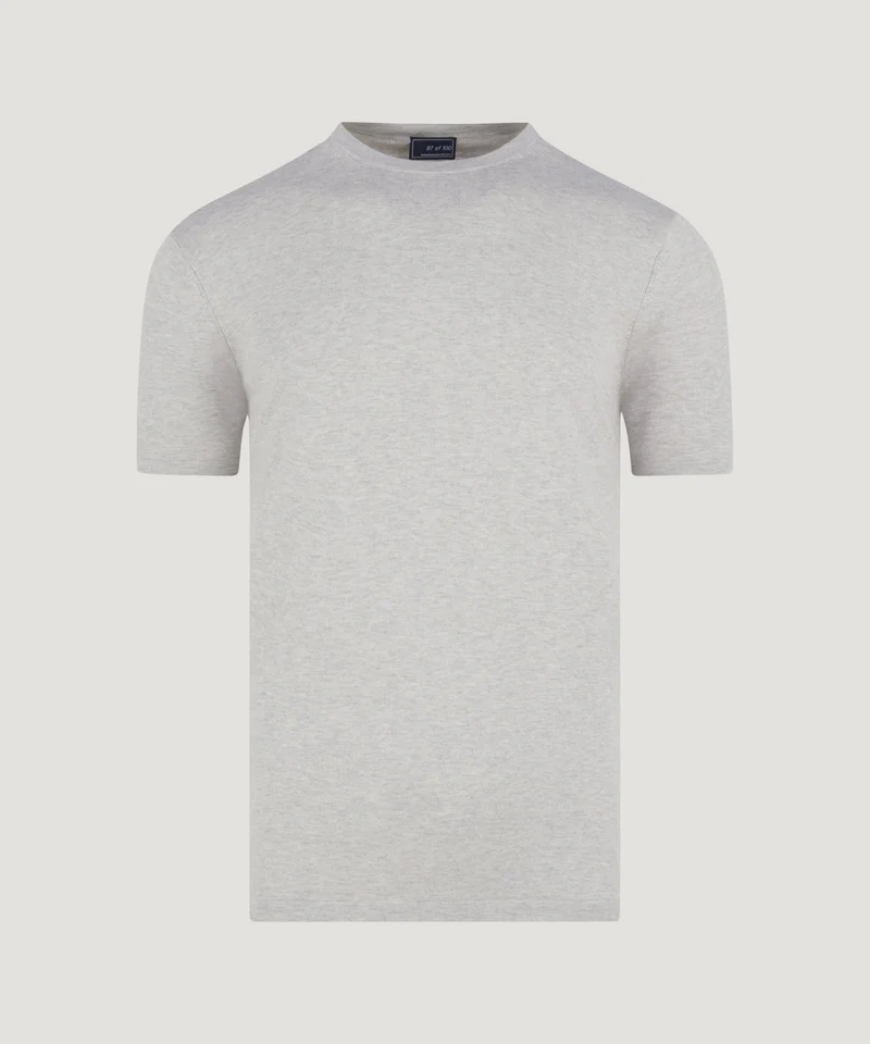 T-shirt katoen/zijde/kasjmier lichtgrijs