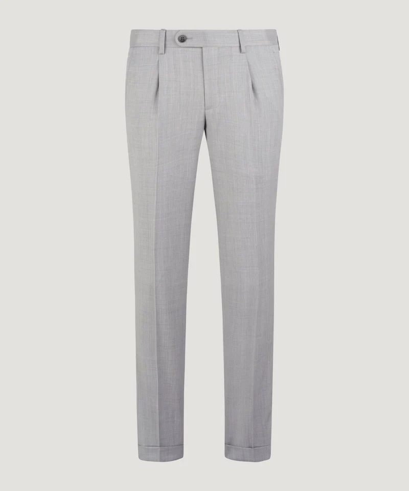 Pantalon super 130's wol lichtgrijs