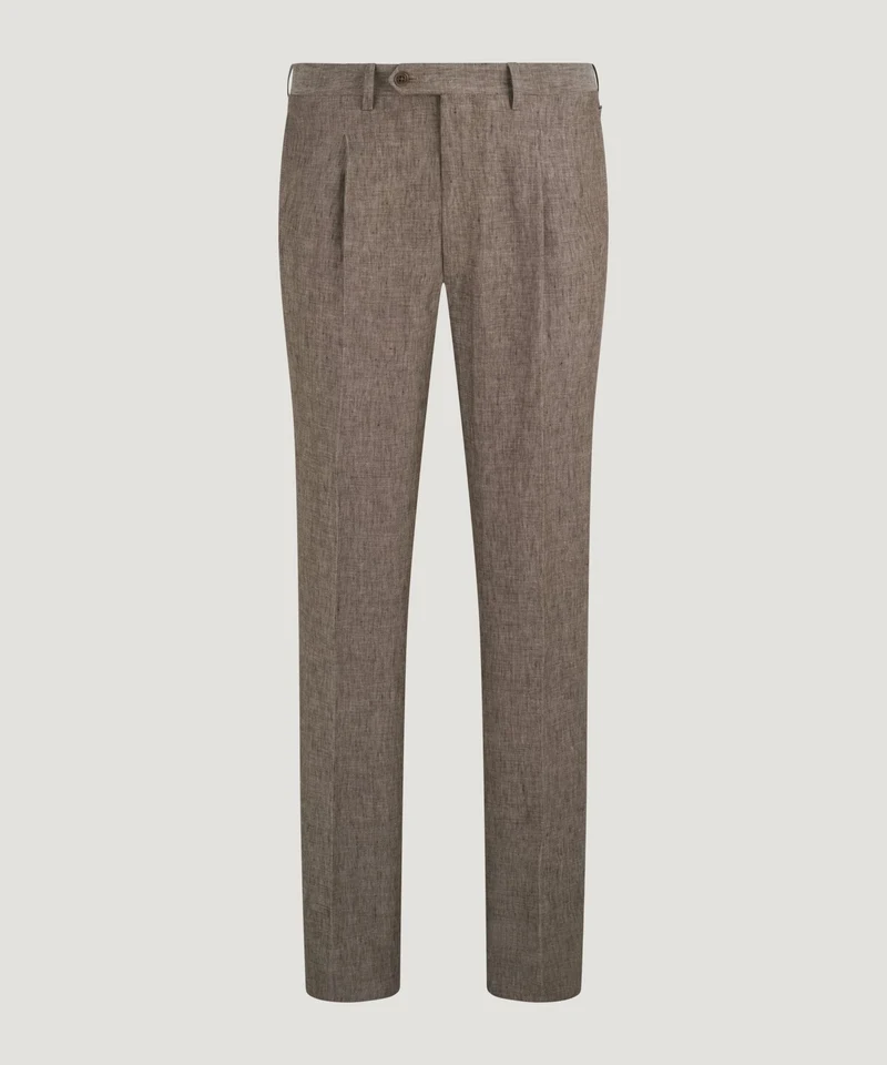 Pantalon chambray linnen bruin