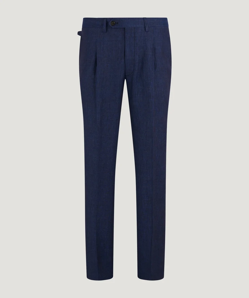 Pantalon chambray linnen donkerblauw