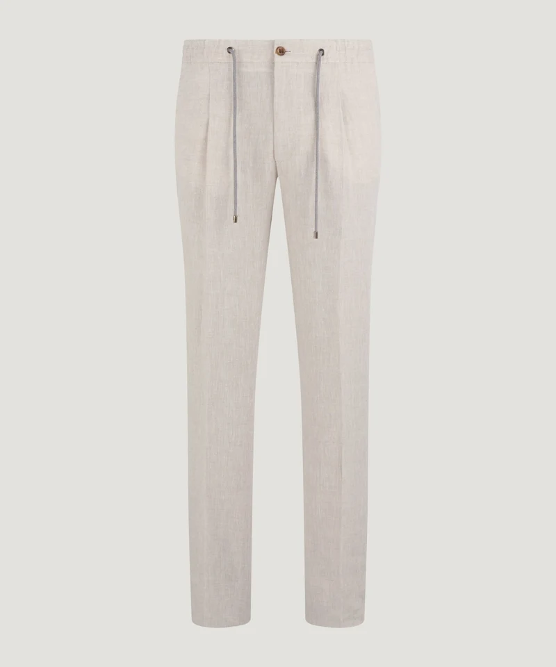 Pantalon chambray linnen lichtbruin