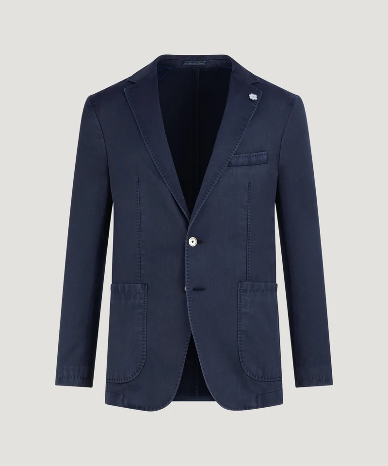 Colbert garment-dyed wol donkerblauw