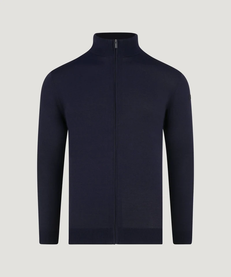 Maxell Full Zip Knit vest viscose mix donkerblauw