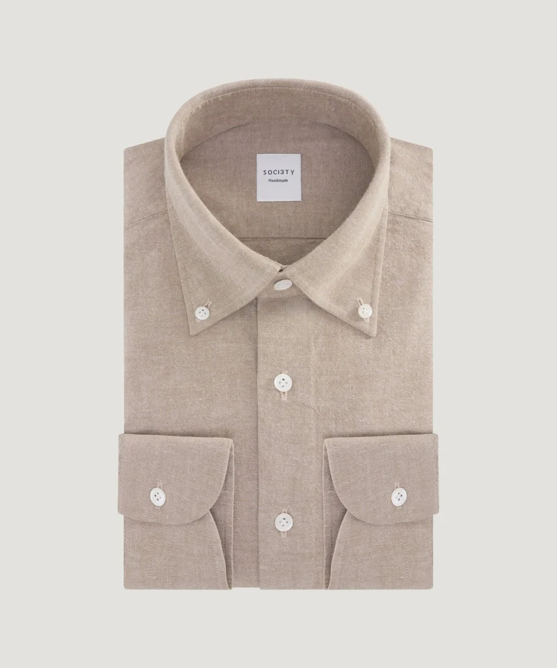 Overhemd Japanese selvedge denim chambray beige
