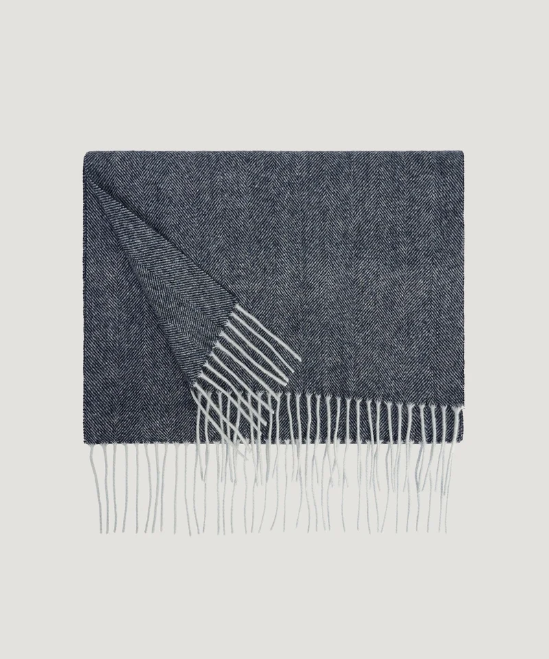 Sjaal lamswol donkerblauw visgraat