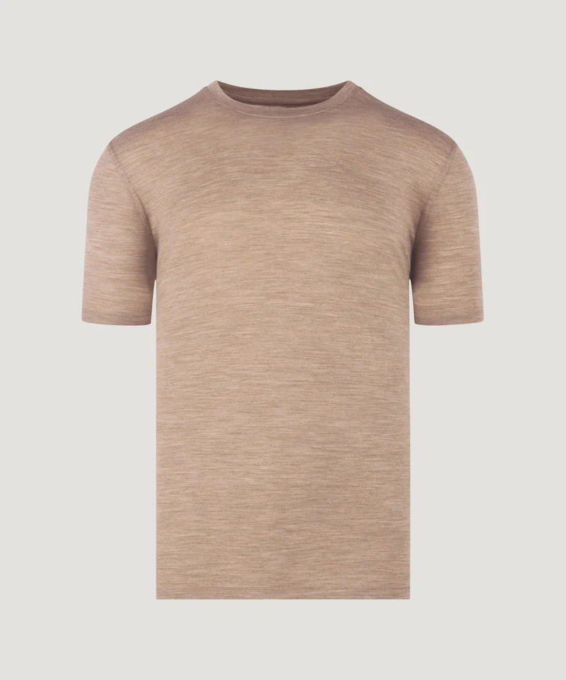 T-shirt merinowol lichtbruin