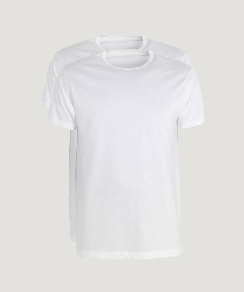 2-Pack T-shirts ronde hals katoen wit