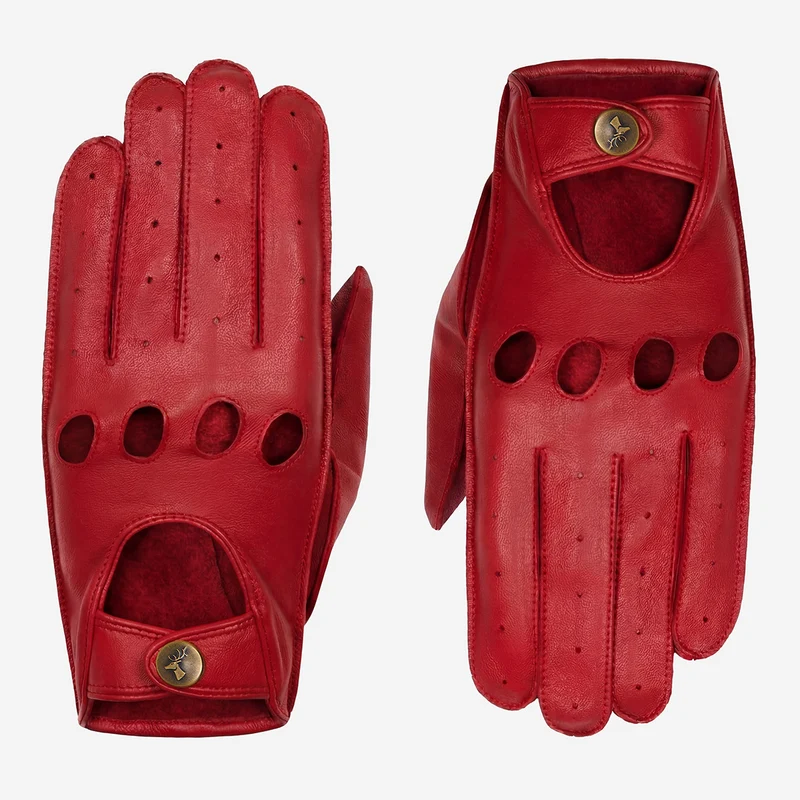Gosling (red) – Classic men's lambskin driving gloves with touchscreen feature