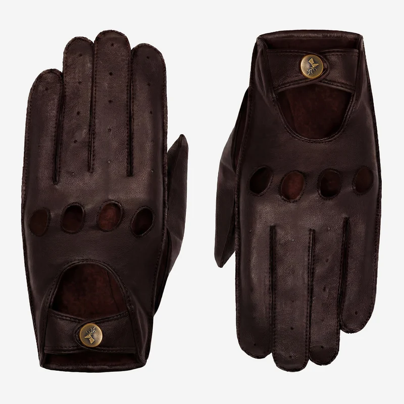 Gosling (dark brown) – Classic men's lambskin driving gloves with touchscreen feature