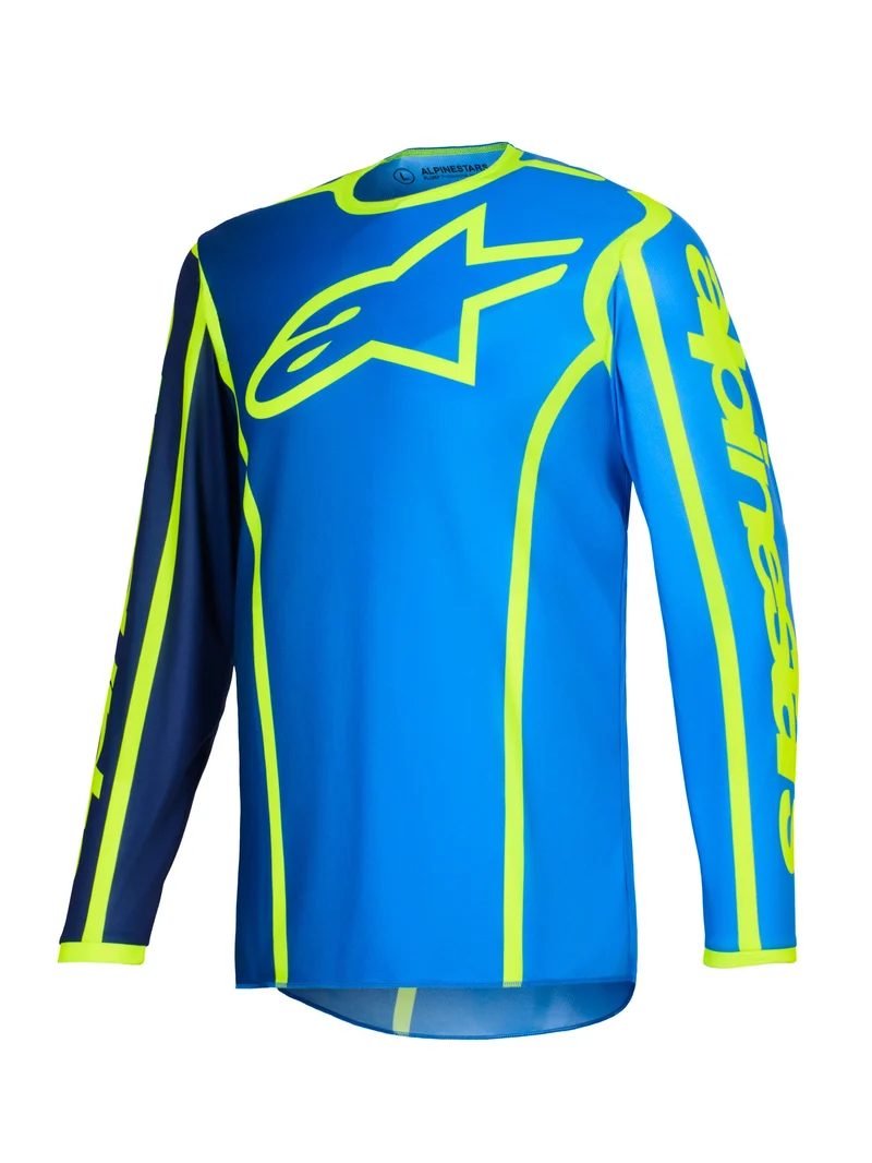 Alpinestars Fluid Apex Blauw/Fluogeel Crossshirt