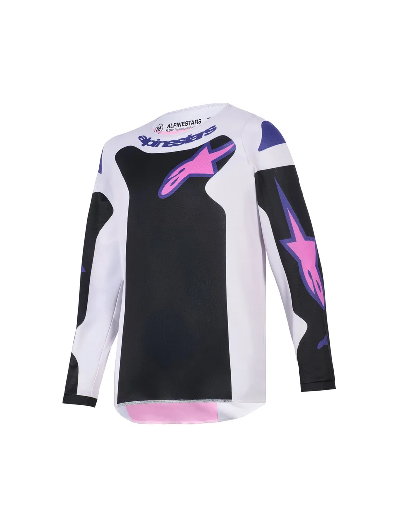 Alpinestars Youth Fluid Grid Zwart/Grijs/Paars Crossshirt