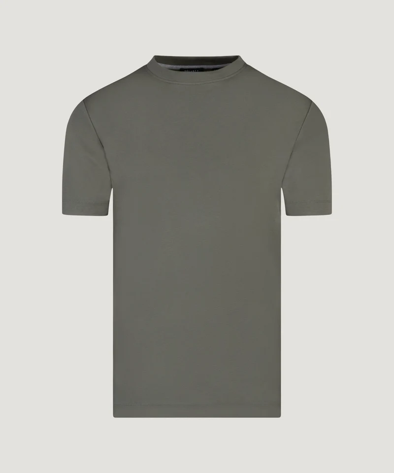 T-shirt mercerized katoen olijfgroen