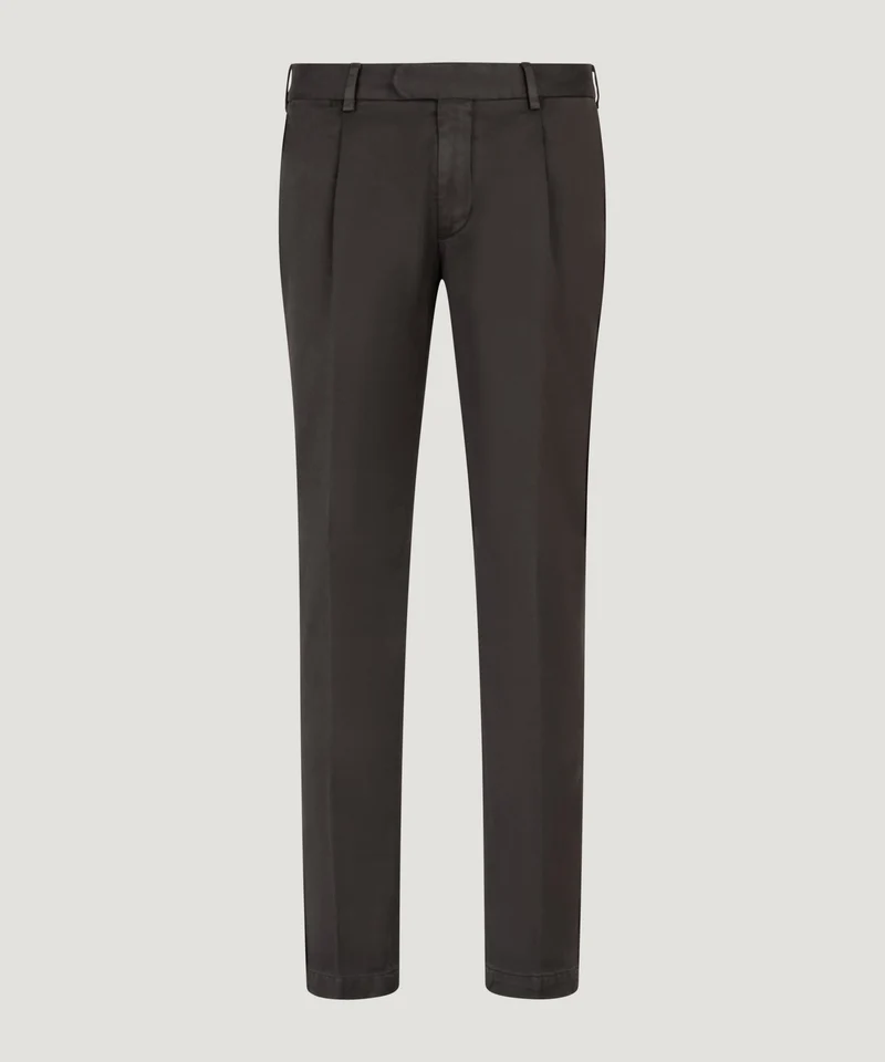 Pantalon Supima katoen stretch donkerbruin