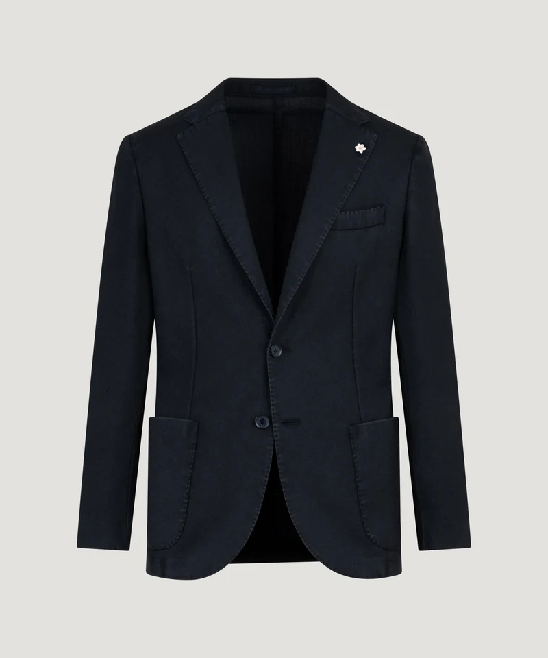 Colbert scheerwol garment-dyed donkerblauw