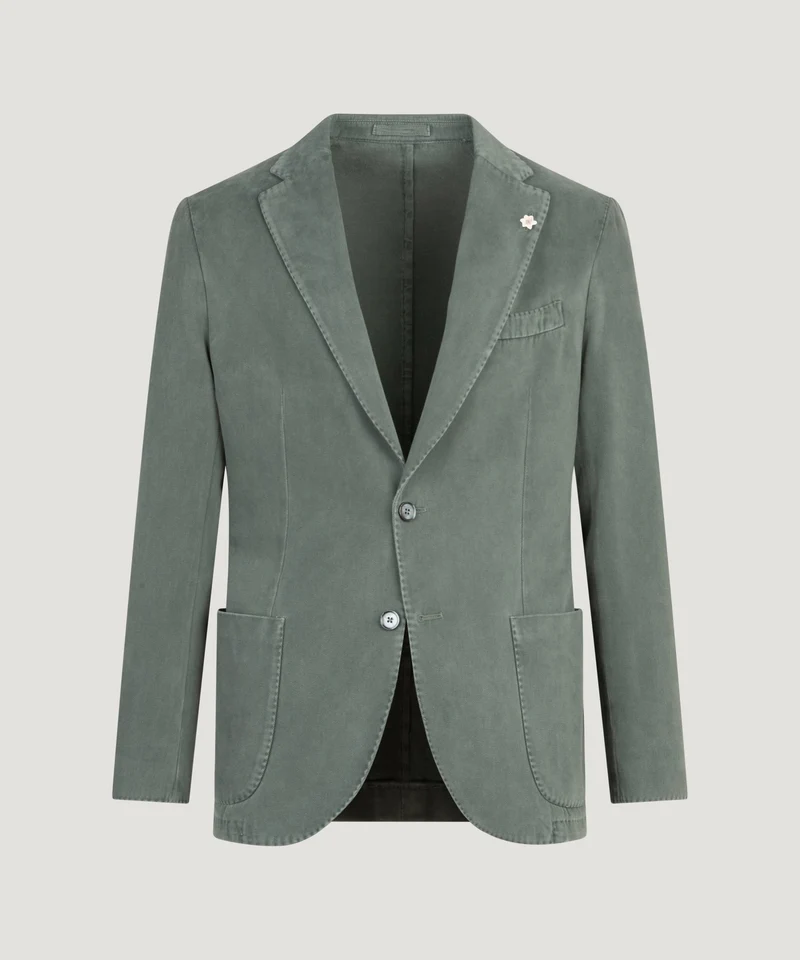 Colbert katoen/kasjmier garment-dyed saliegroen