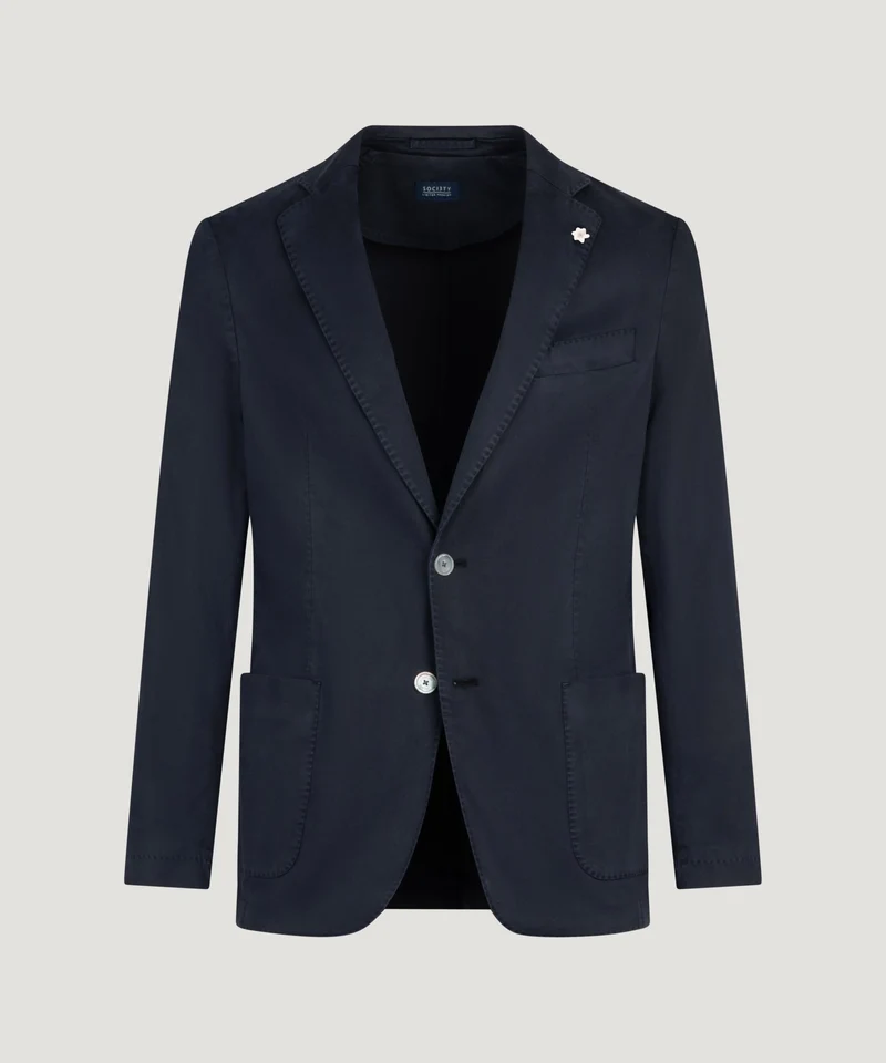Colbert lyocell/katoen stretch garment-dyed donkerblauw