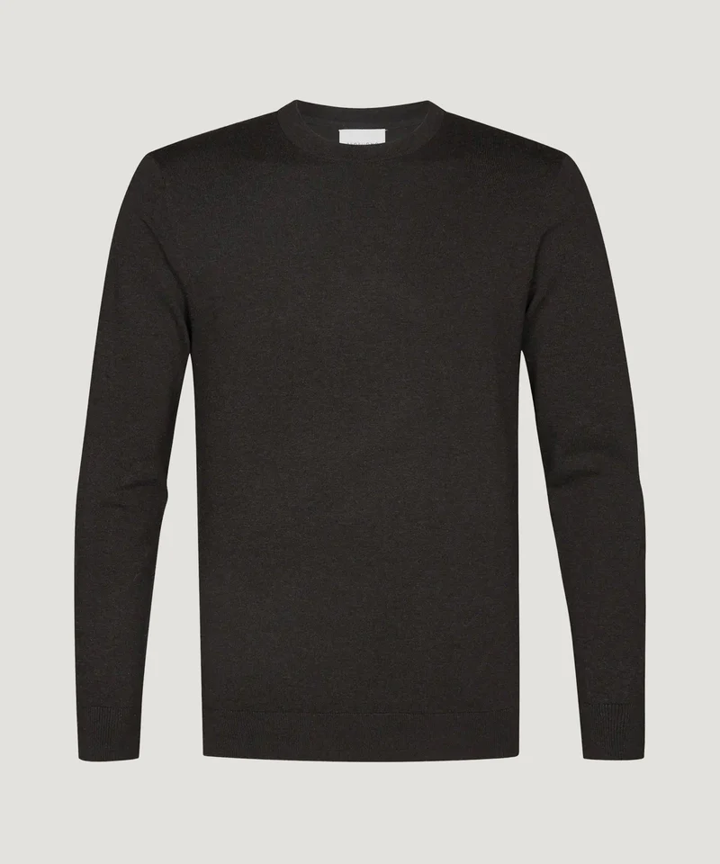 Luxury Basic crewneck trui donkerbruin