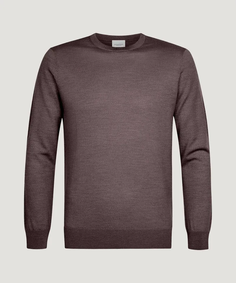 Crewneck trui merino aubergine