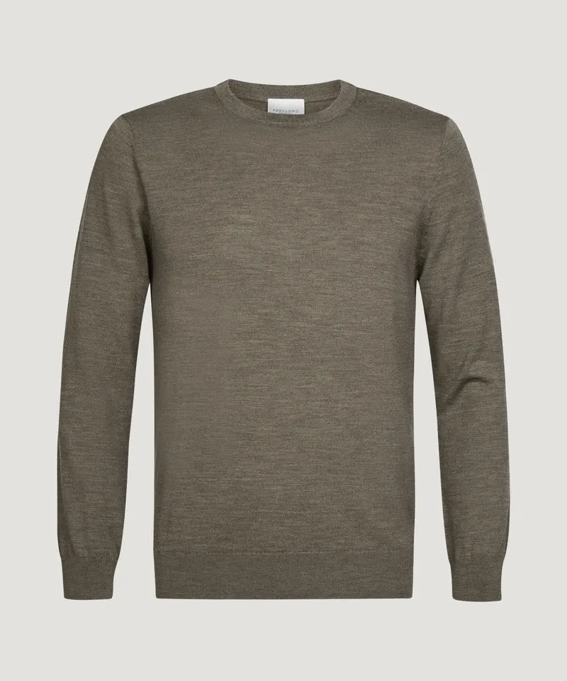 Crewneck trui merino bruin