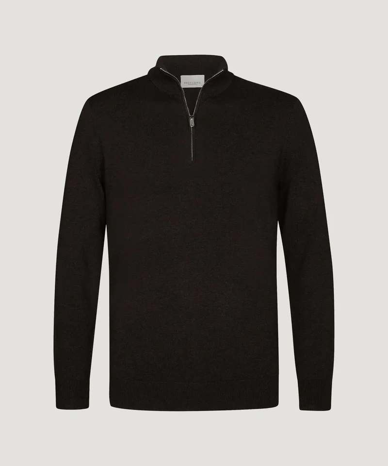 Luxury Basic half-zip trui donkerbruin