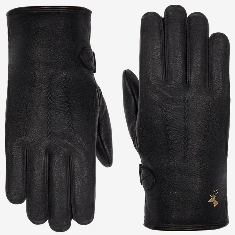 Rogan (black) - Robust men's deerskin gloves with warm PrimaLoft® lining