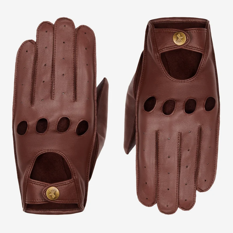 Alexis (brown) – Classic women's lambskin driving gloves with touchscreen feature