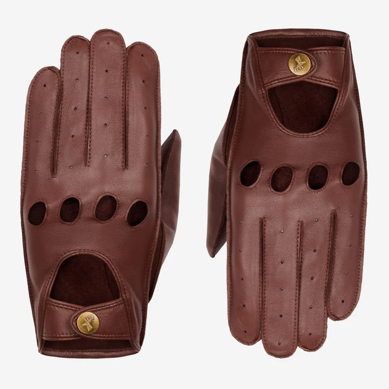 Gosling (brown) – Classic men's lambskin driving gloves with touchscreen feature