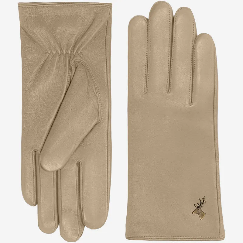 Ivy (beige) – Sheepskin leather gloves with wool/cashmere lining & touchscreen feature